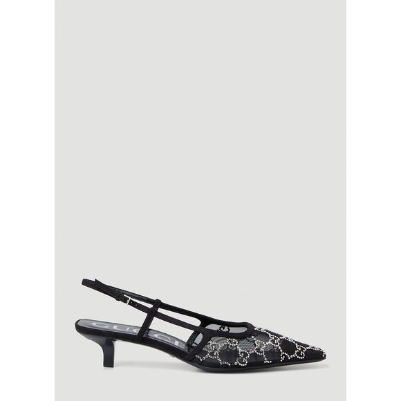 Gucci Women Crystal Gg Slingback Kitten Heels - Picture 1 of 7
